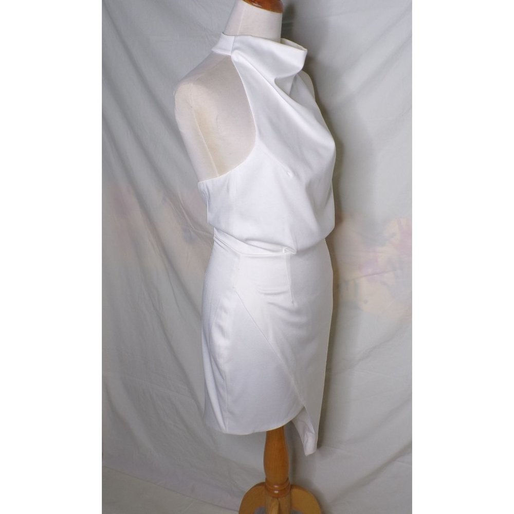 ELLIATT Camo Asymmetric Satin Halter Dress White Large 8 NEW - Picture 9 of 13